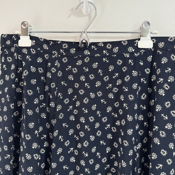 Vintage 90s Y2K Liz Claiborne Skirt L Navy Blue White Nautical Anchors Boats - Picture 3 of 8